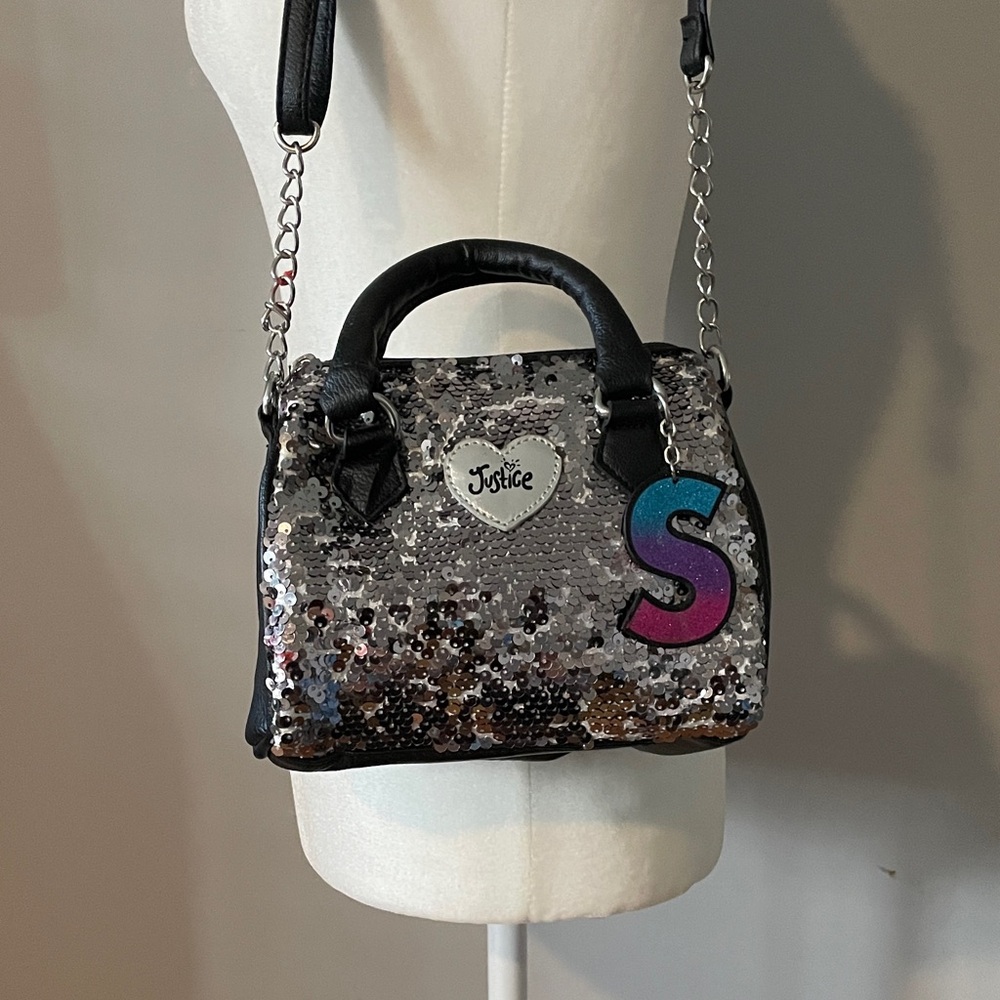 Vintage Justice Sequin Mini Bag with Black and Silver Accents